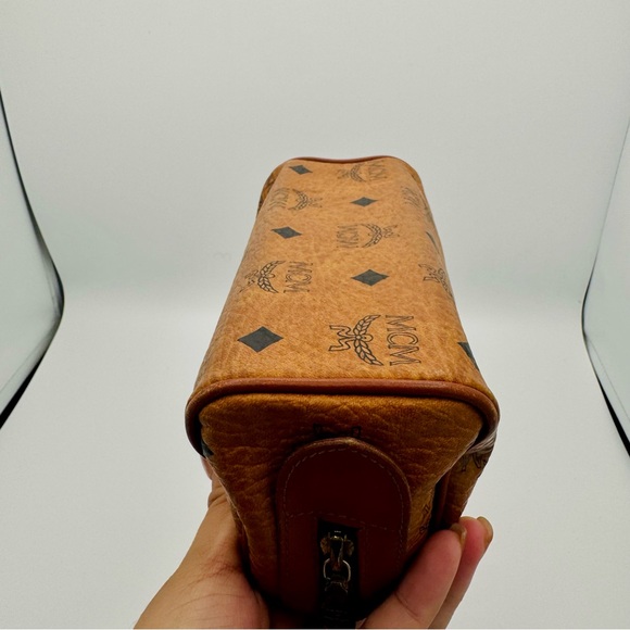 MCM Tan Leather Small Boston Bag in Visetos - Picture 4 of 12